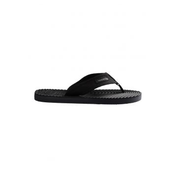 Papuci flip-flop cu detaliu logo - Negru stins/Gri antichizat