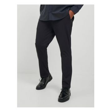 Plus Pantaloni chino barbati big sizes - cu talie joasa si croiala Slim Fit - Negru