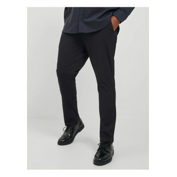 Plus Pantaloni chino barbati big sizes - cu talie joasa si croiala Slim Fit - Negru - 44 - 32