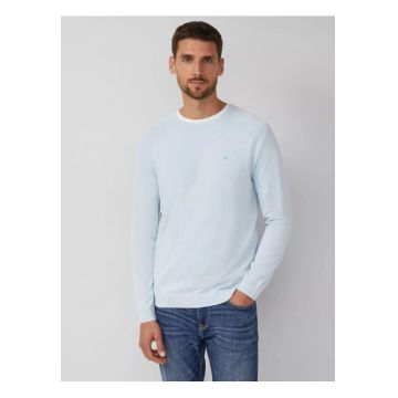 Pulover barbati cu decolteu la baza gatului - din bumbac - maneci raglan - Albastru deschis
