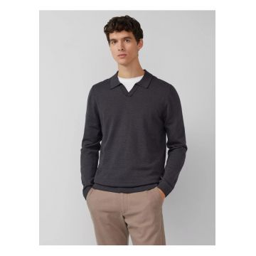 Pulover barbati cu guler polo - din bumbac - Regular fit - Negru