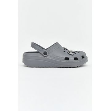 Saboti slingback cu aplicatii grafice - Gri