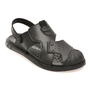 Sandale GRYXX negre, T6388, din piele naturala