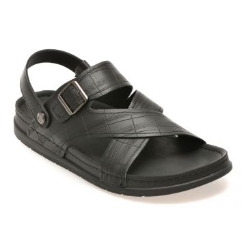 Sandale OTTER negre, 25098, din piele naturala