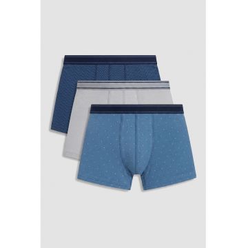 Set de boxeri cu imprimeu - 3 perechi - Gri deschis/Albastru cobalt/Bleumarin