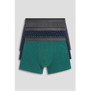 Set de boxeri cu imprimeu - 5 perechi - Verde - Gri inchis - Bleumarin -