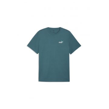 Tricou de bumbac cu decolteu la baza gatului si logo brodat Essentials 2