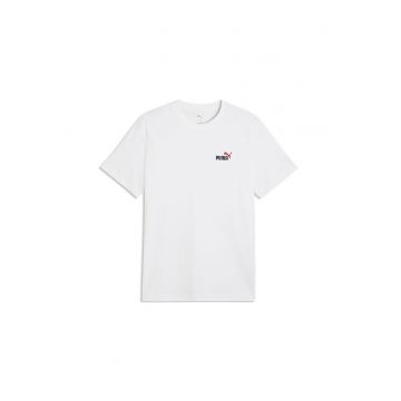 Tricou de bumbac cu decolteu la baza gatului si logo brodat Essentials 2