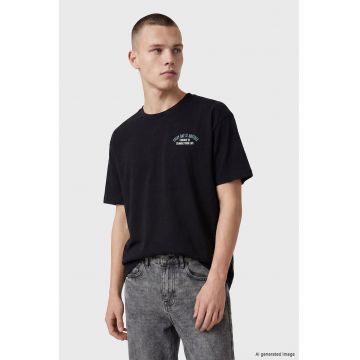 Tricou de bumbac cu imprimeu grafic - Negru -
