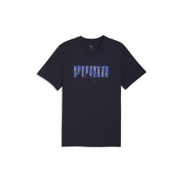 Tricou de bumbac cu logo - Albastru ultramarin/Albastru