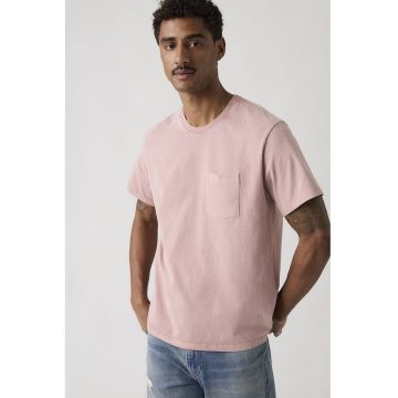 Tricou din bumbac cu buzunar pe piept Essential - Roz pastel
