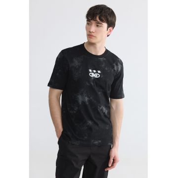 Tricou din bumbac cu decolteu la baza gatului - Negru
