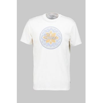 Tricou din bumbac cu imprimeu logo - Alb/Albastru