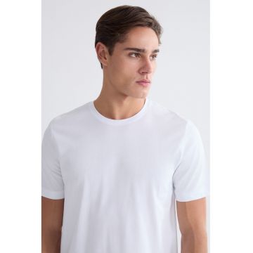 Tricou din bumbac cu model uni - Alb optic