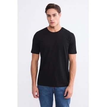 Tricou din bumbac cu model uni - Negru