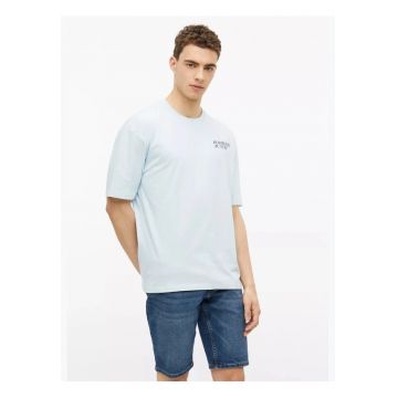 Tricou la baza gatului - barbati - cu imprimeu - Modern Fit - Albastru deschis - Albastru deschis