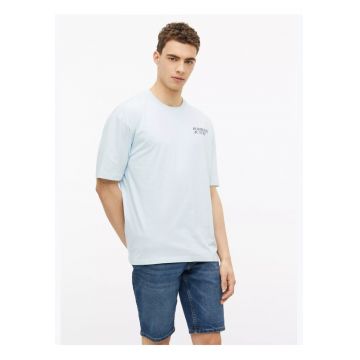 Tricou la baza gatului - barbati - cu imprimeu - Modern Fit - Albastru deschis
