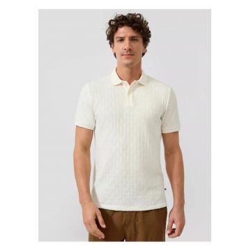 Tricou polo barbati din amestec de bumbac - Regular fit - Crem -