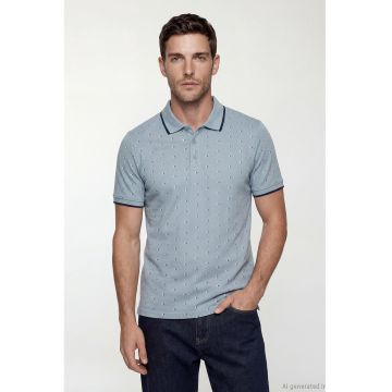 Tricou polo cu model cu buline - Albastru antichizat