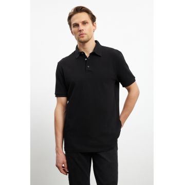 Tricou polo cu model uni - Negru