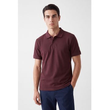 Tricou polo cu model uni - Violet pruna