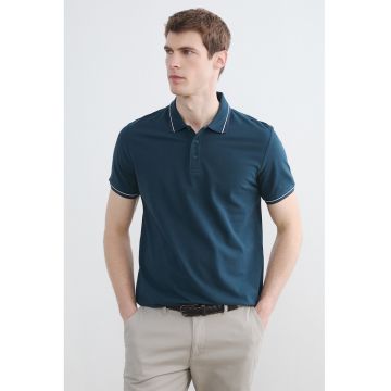 Tricou polo de bumbac - Albastru petrol