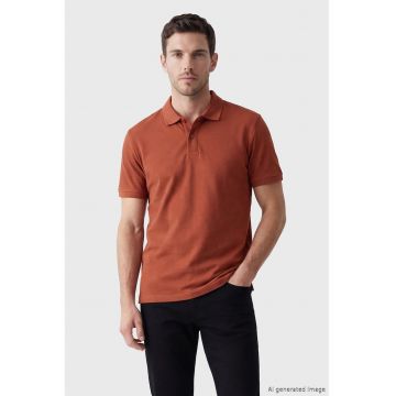 Tricou polo de bumbac - Caramiziu -