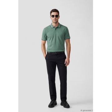 Tricou polo de bumbac - Verde aquamarin