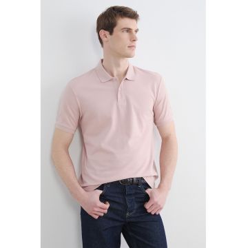 Tricou polo din bumbac pique regular fit - Piersica