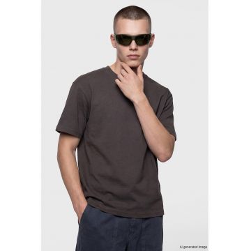 Tricou regular fit uni - Maro inchis