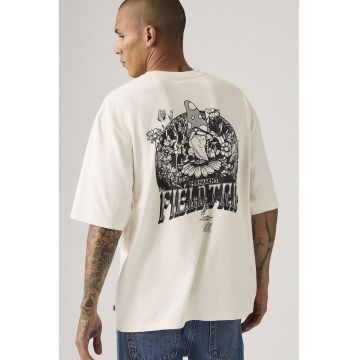 Tricou supradimensionat cu imprimeu - Alb murdar