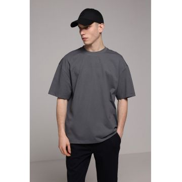 Tricou supradimensionat de bumbac - Gri antracit