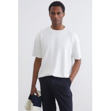 Tricou uni cu maneci cazute - Alb