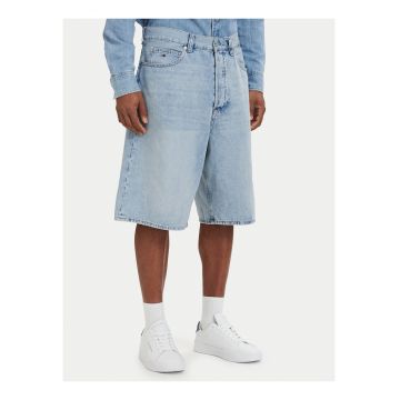 Bermude baggy din denim Theo - Albastru melange
