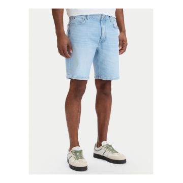 Bermude uni din denim cu croiala dreapta -
