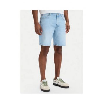 Bermude uni din denim cu croiala dreapta -
