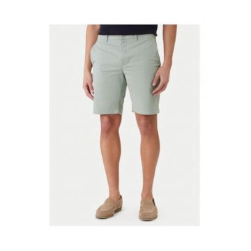 Bermude uni slim fit cu talie inalta
