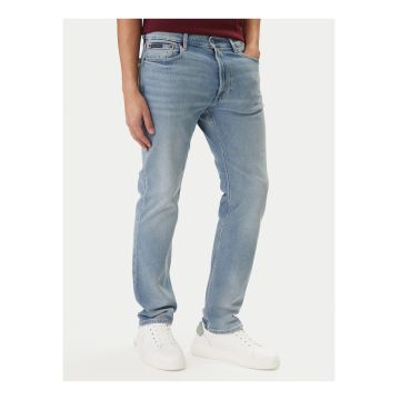 Blugi skinny cu talie medie si aspect decolorat