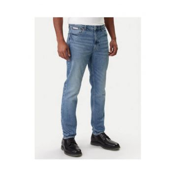 Blugi slim fit cu aspect decolorat