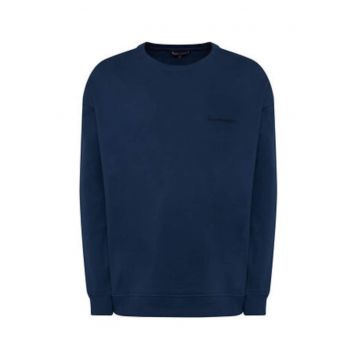 Bluza de trening regular fit din amestec de bumbac cu decolteu la baza gatului si logo discret -