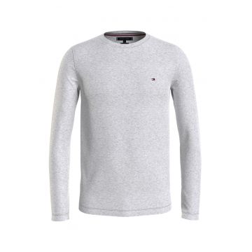Bluza slim fit amestec de bumbac organic - Gri deschis melange