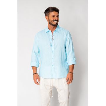 Camasa barbati -  100% in - maneca lunga - albastra -