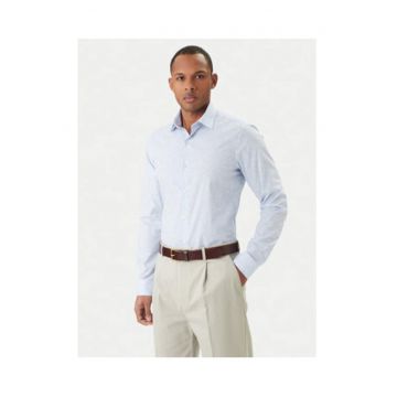 Camasa din bumbac slim fit cu guler clasic