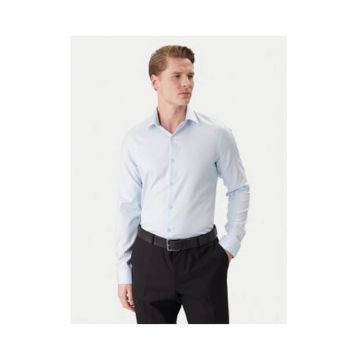 Camasa din bumbac slim fit cu maneci lungi
