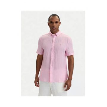 Camasa din in cu maneca scurta si guler Oxford