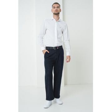 Camasa slim fit din amestec de bumbac - Alb/Alb murdar