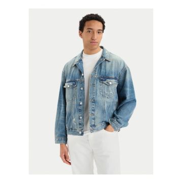 Jacheta din denim cu aspect decolorat