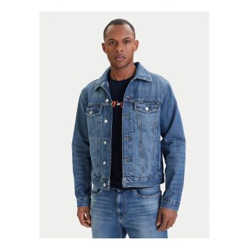 Jacheta din denim cu maneci lungi si nasturi