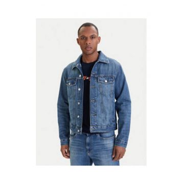Jacheta din denim cu maneci lungi si nasturi