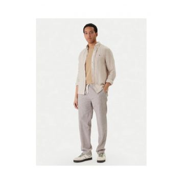 Pantaloni din amestec de in cu snur de ajustare